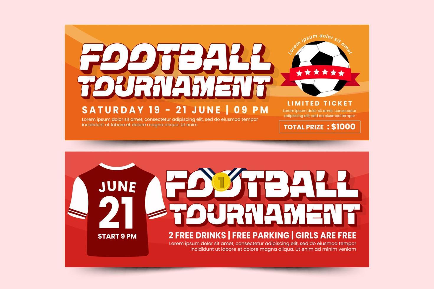 Football tournament sport event banner design template simple and elegant design vector