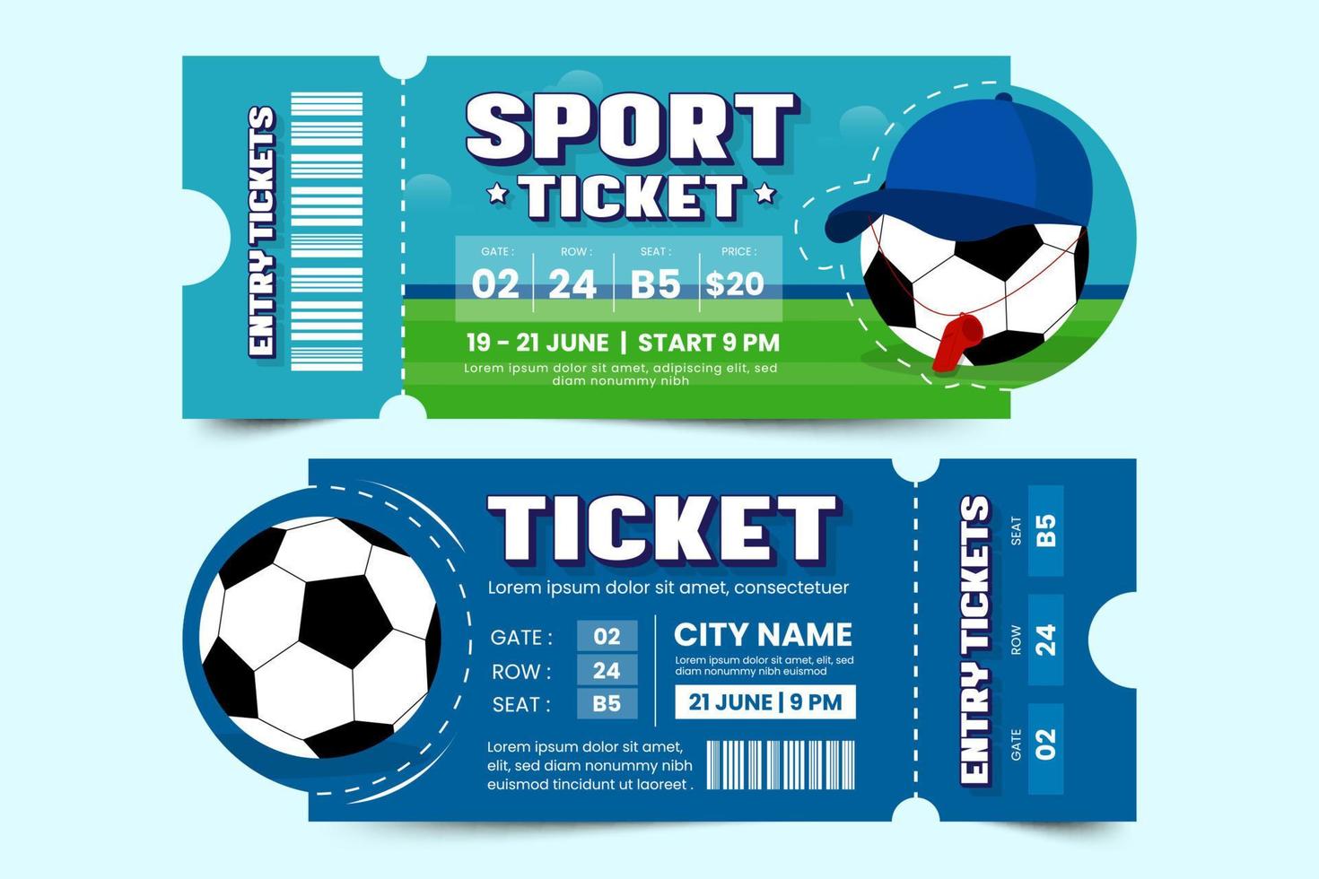 Football tournament sport event ticket design template simple and elegant design vector