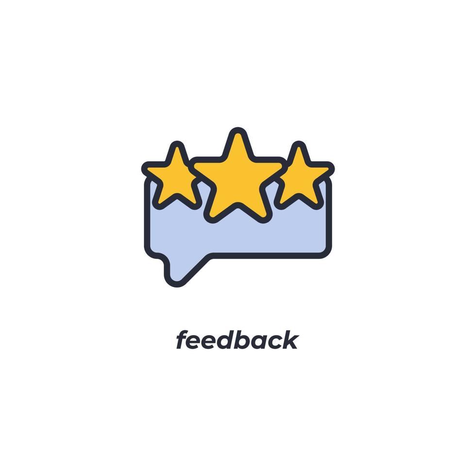 Vector sign feedback symbol is isolated on a white background. icon color editable.