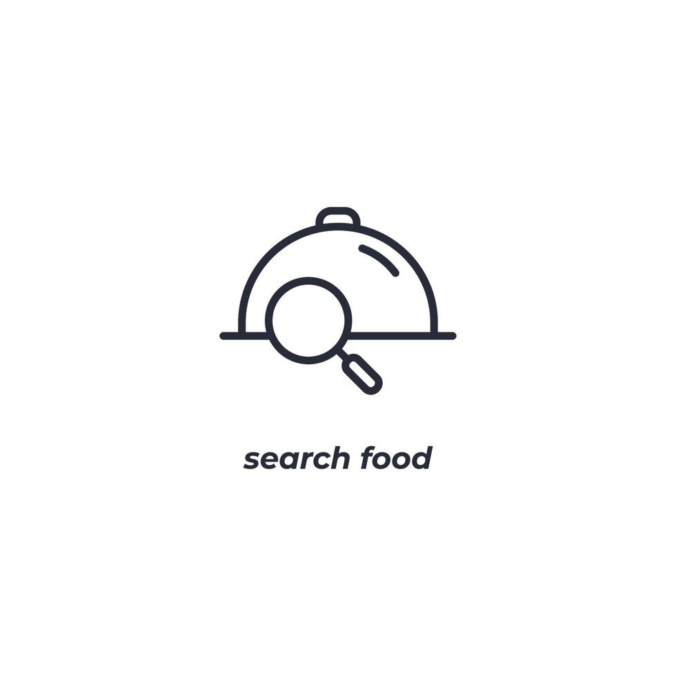 Vector sign search food symbol is isolated on a white background. icon color editable.