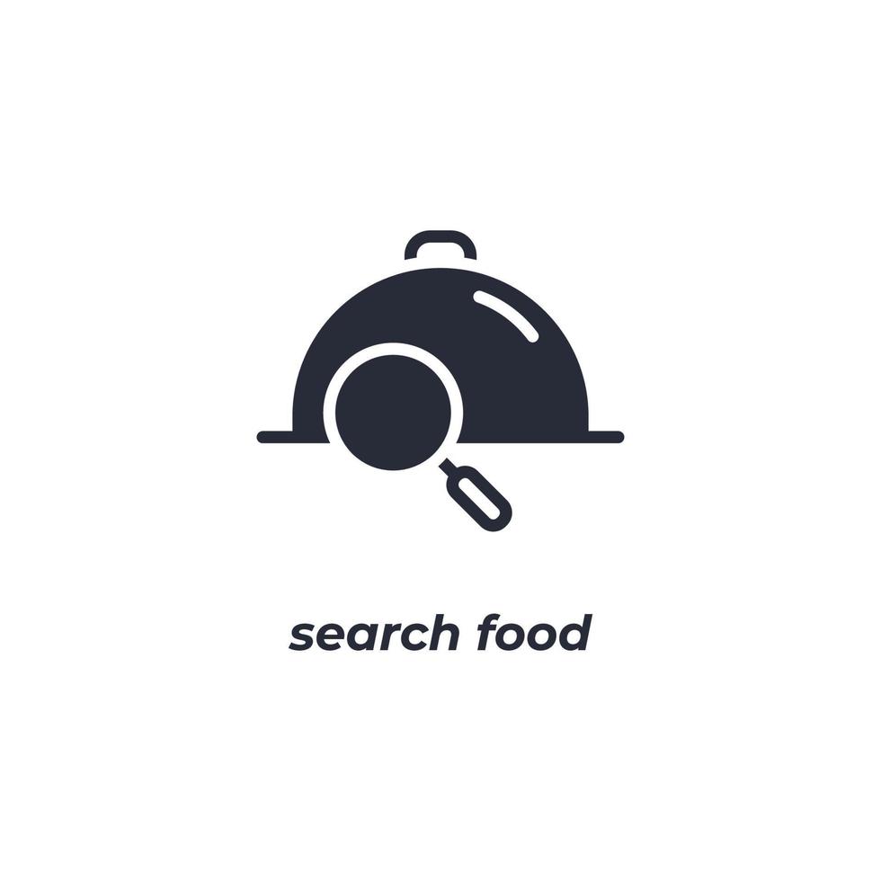Vector sign search food symbol is isolated on a white background. icon color editable.