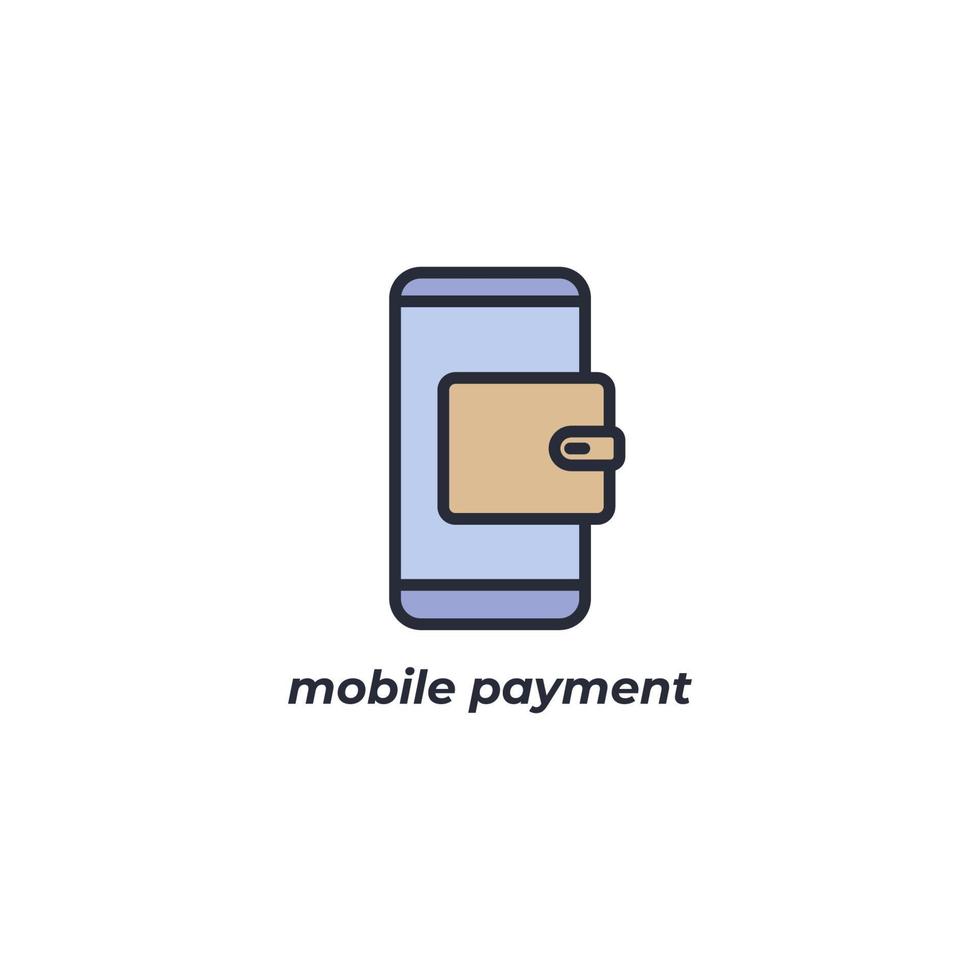 Vector sign mobile payment symbol is isolated on a white background. icon color editable.