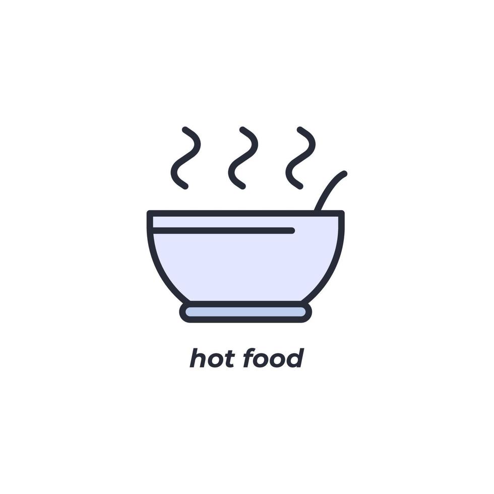el símbolo de comida caliente de signo vectorial está aislado en un fondo blanco. color de icono editable. vector