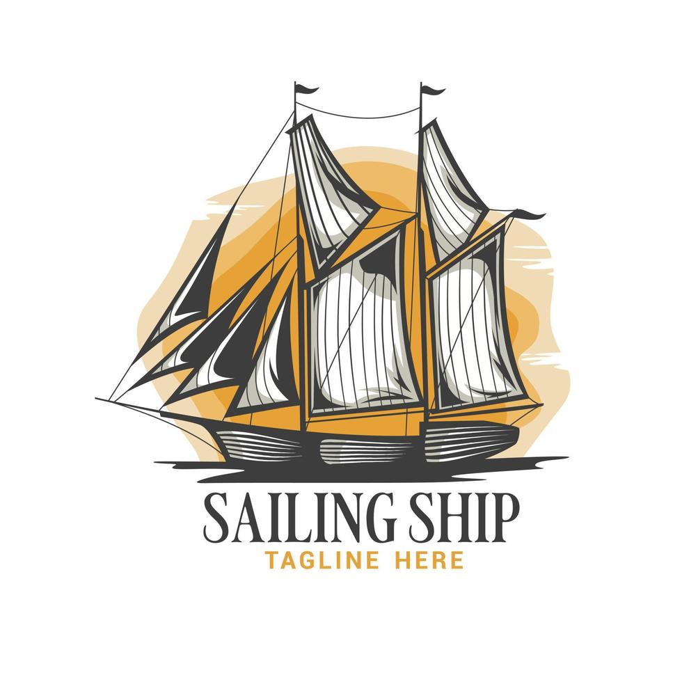 Sailing Ship Logo Vector Design Template