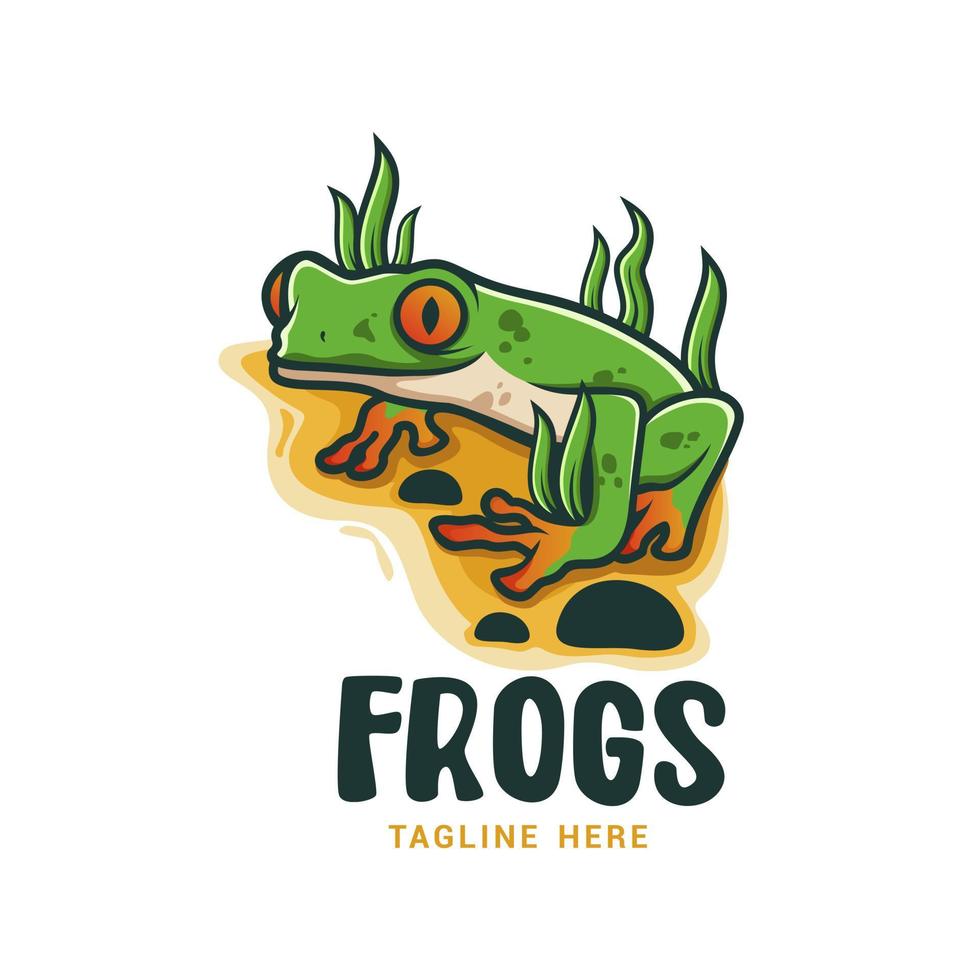 diseño de logotipo de vector de rana verde