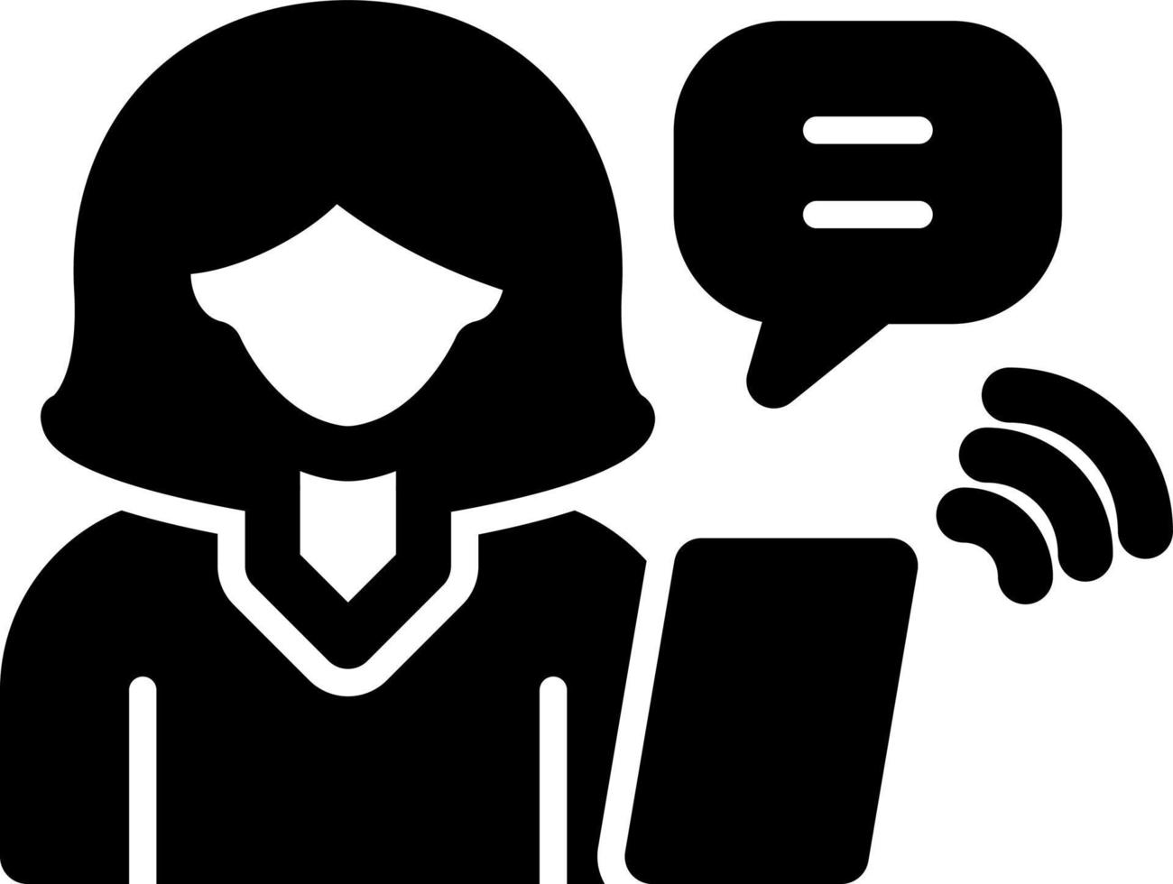 mujer hablando en el diseño de icono de vector de llamada