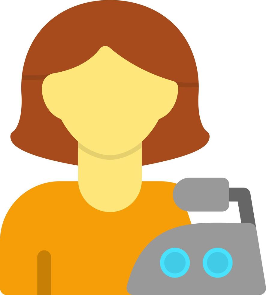 Woman Ironing Clothes Vector Icon Design