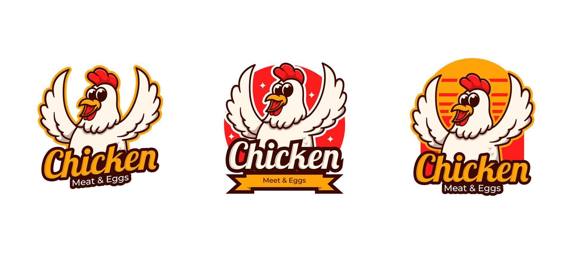 concepto de logotipo de carne y huevos de pollo vector