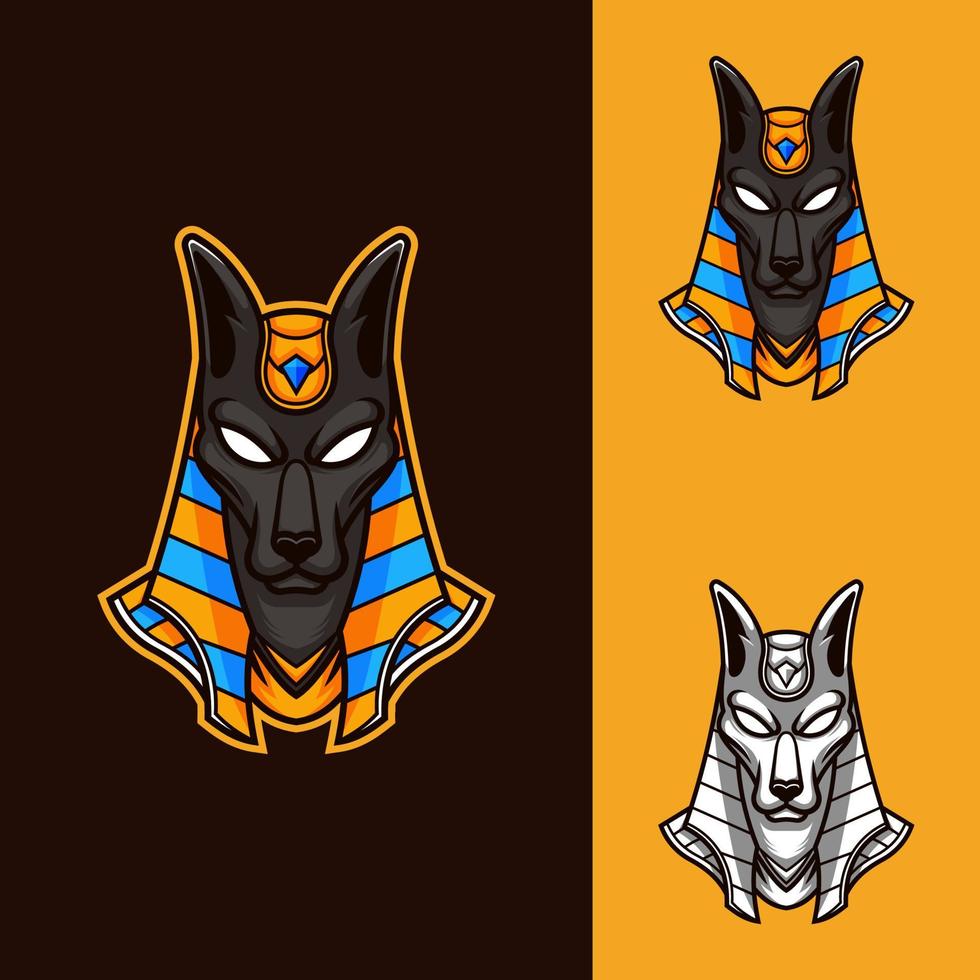 ilustración de dibujos animados de anubis para el logotipo de e-sport vector