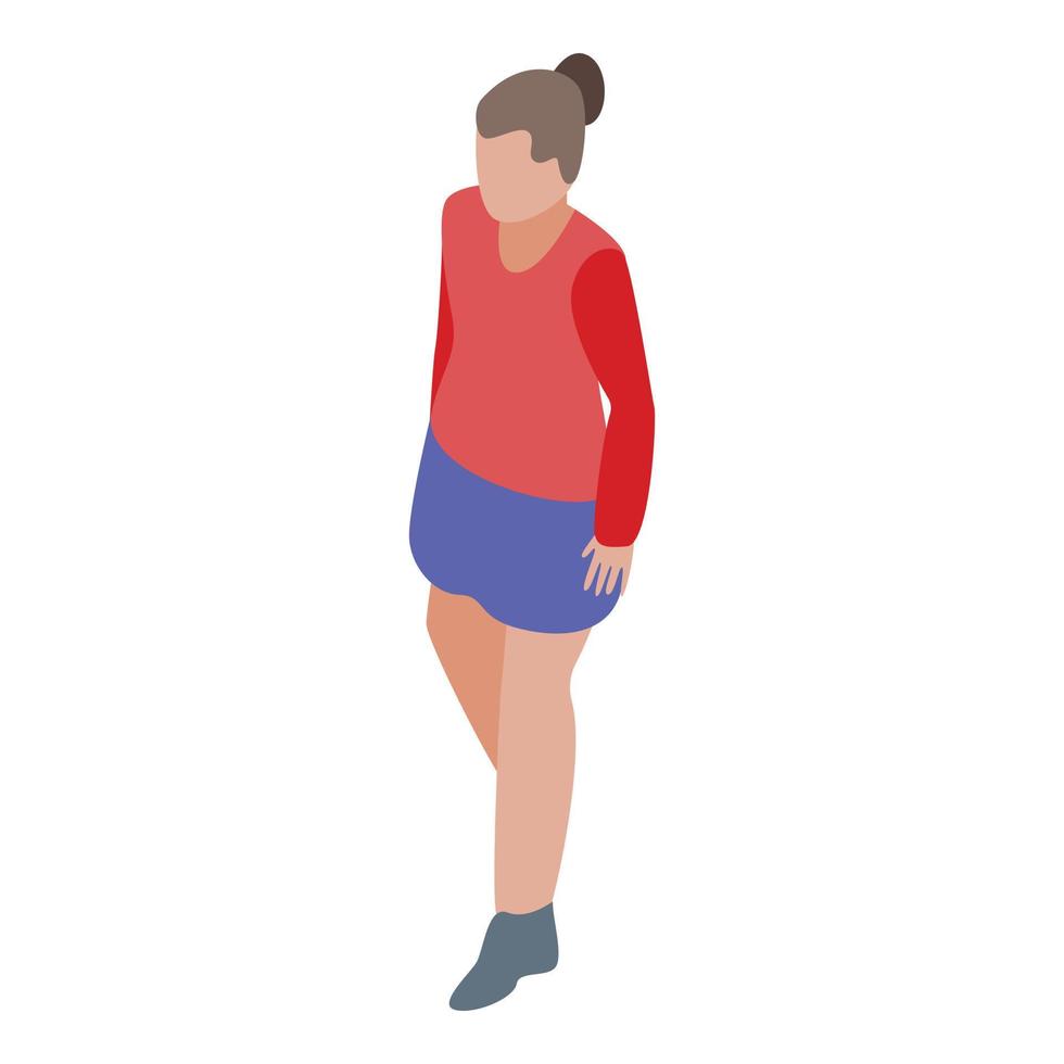 Girl walking icon, isometric style vector