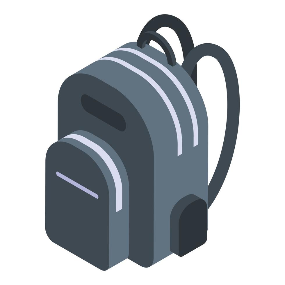 icono de mochila de viaje, estilo isométrico vector