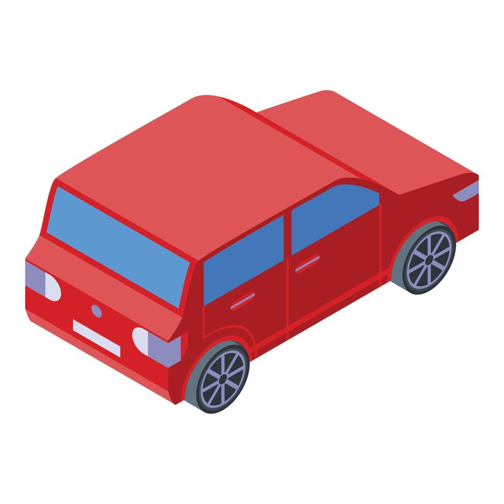 icono de coche pequeño rojo, estilo isométrico vector