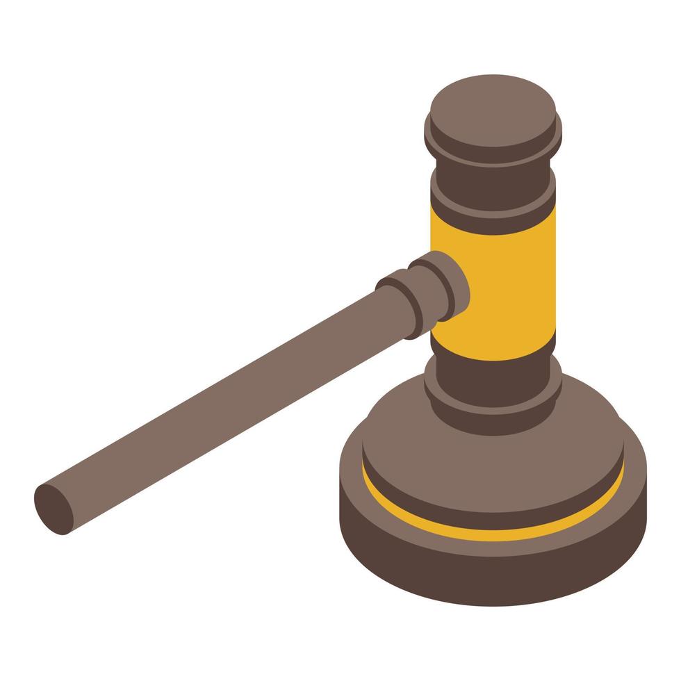 Judge gavel icon, isometric style vector