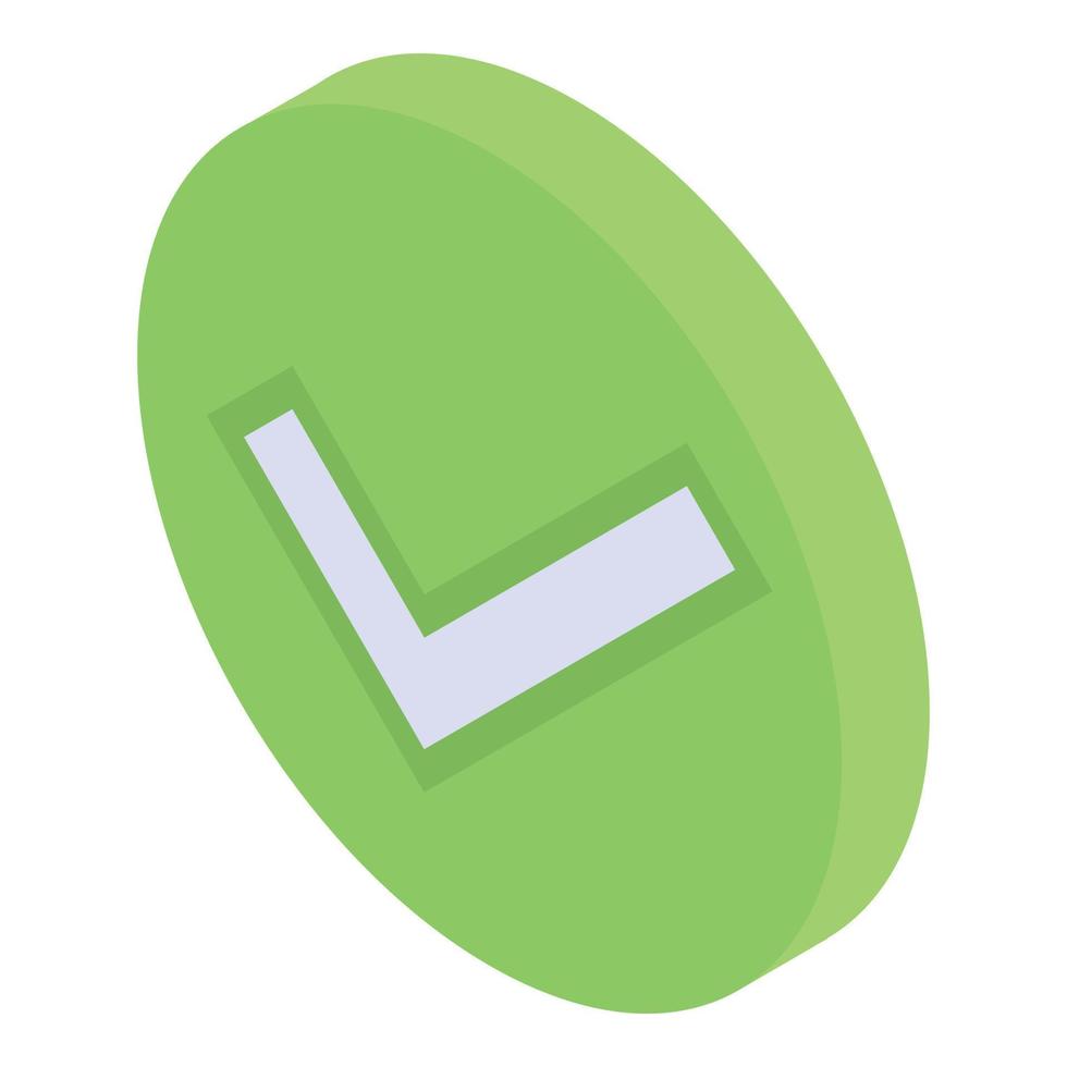 Approved green sign icon, isometric style vector