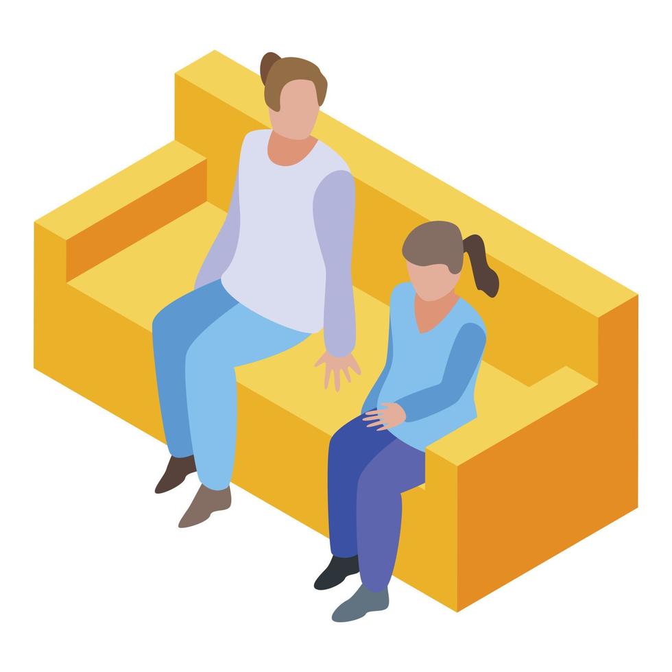 Girl at psychologist icon, isometric style vector