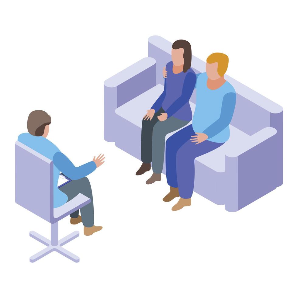 Couple at psychologist icon, isometric style vector