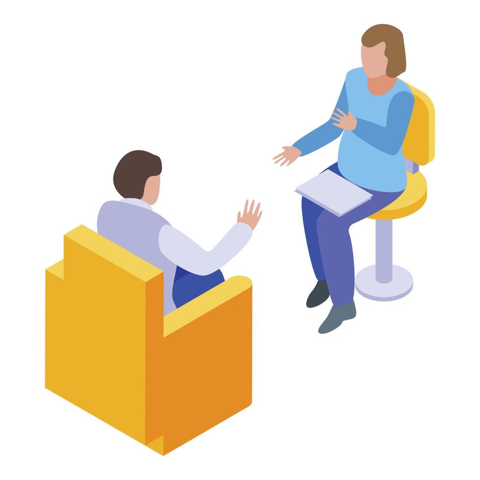 Psychologist session icon, isometric style vector