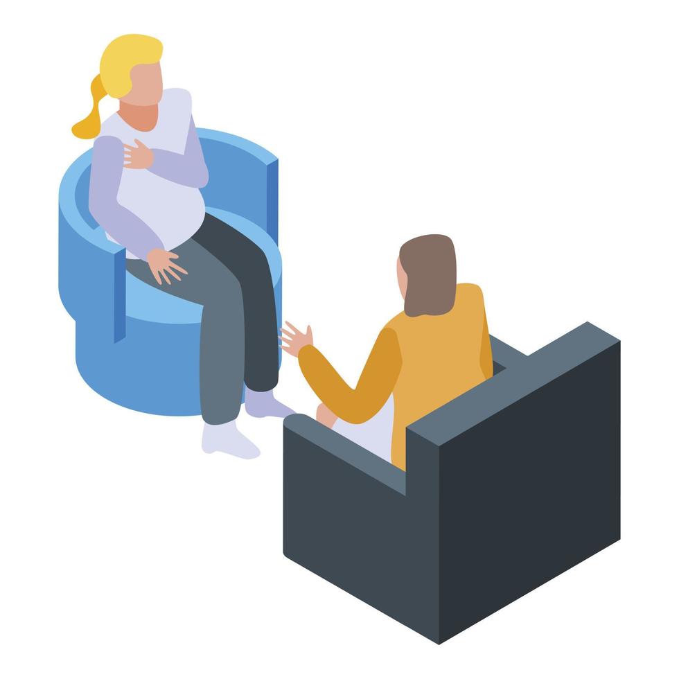 Blonde at psychologist icon, isometric style vector