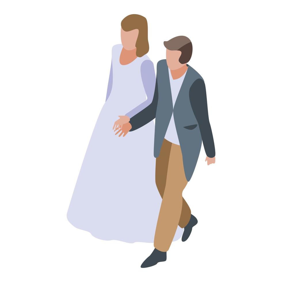 icono de pareja de boda feliz, estilo isométrico vector