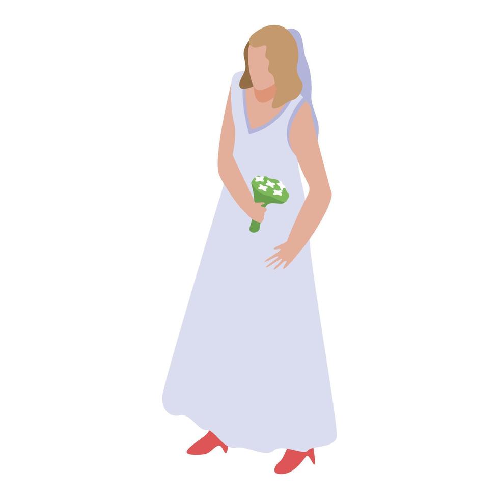 Trendy bride icon, isometric style vector