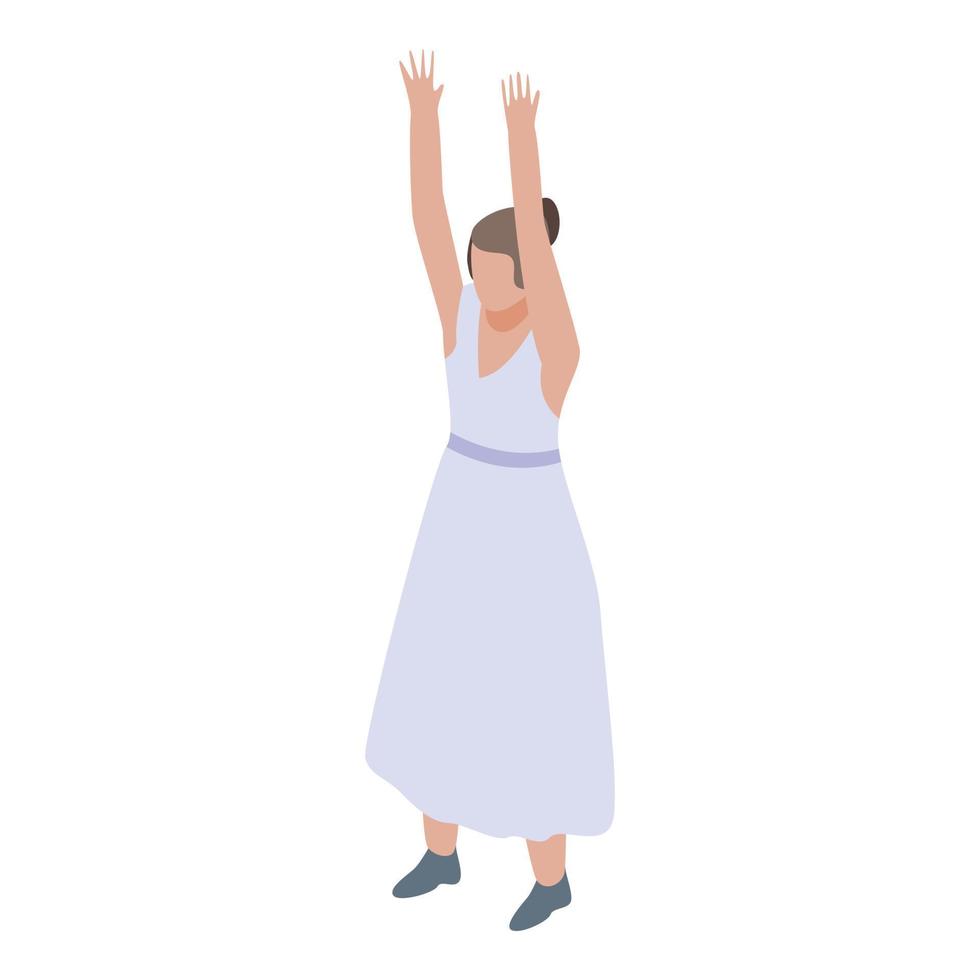 Dancing bride icon, isometric style vector