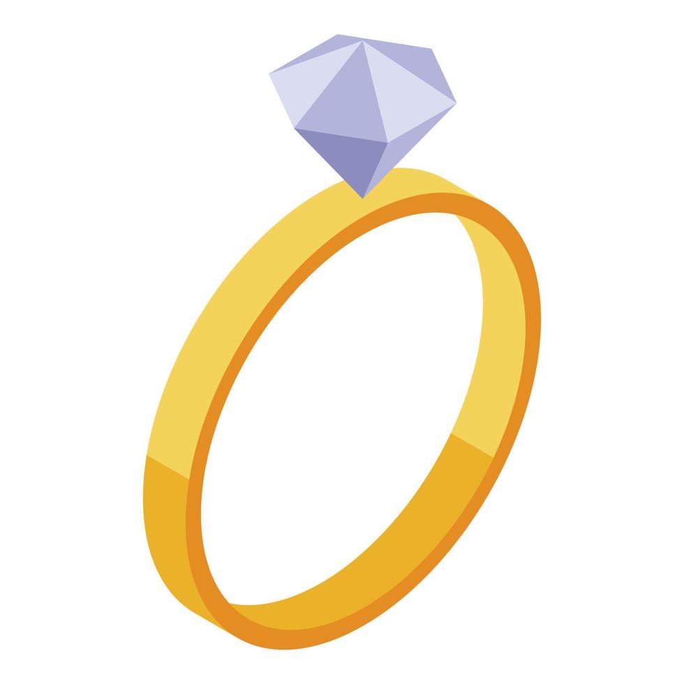 Bride diamond ring icon, isometric style vector