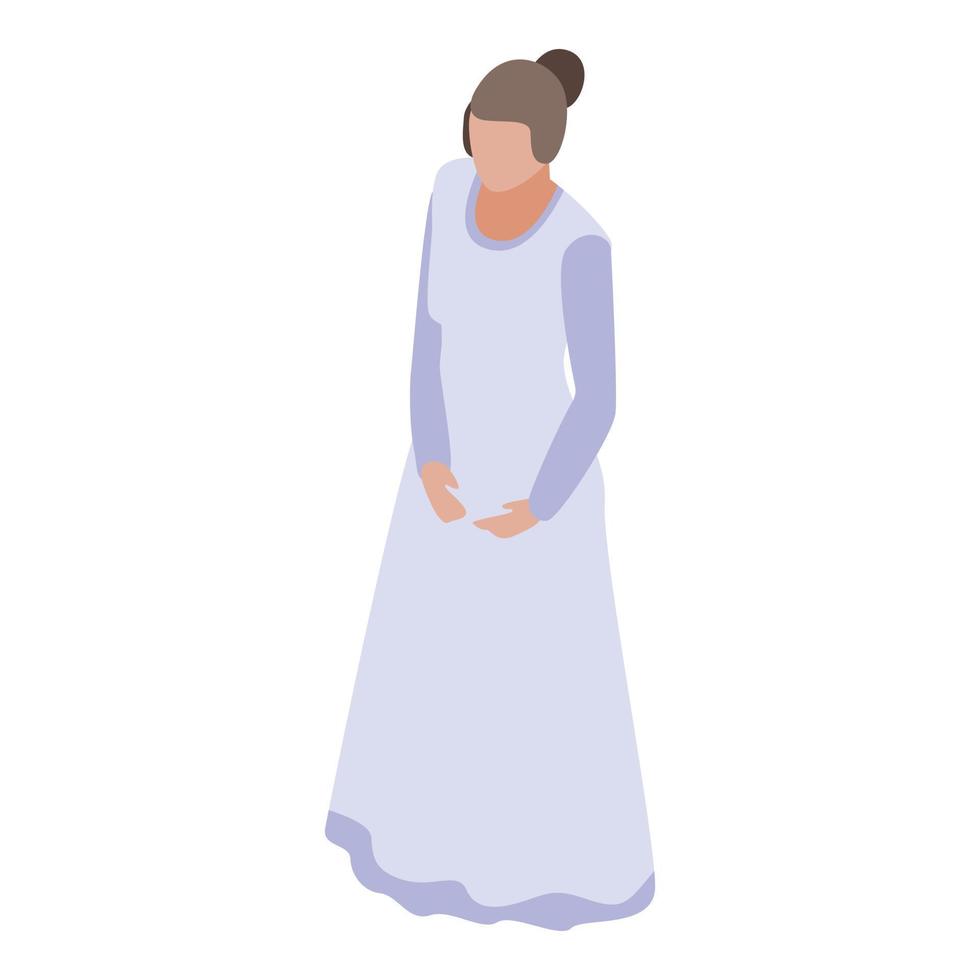 Cute bride icon, isometric style vector