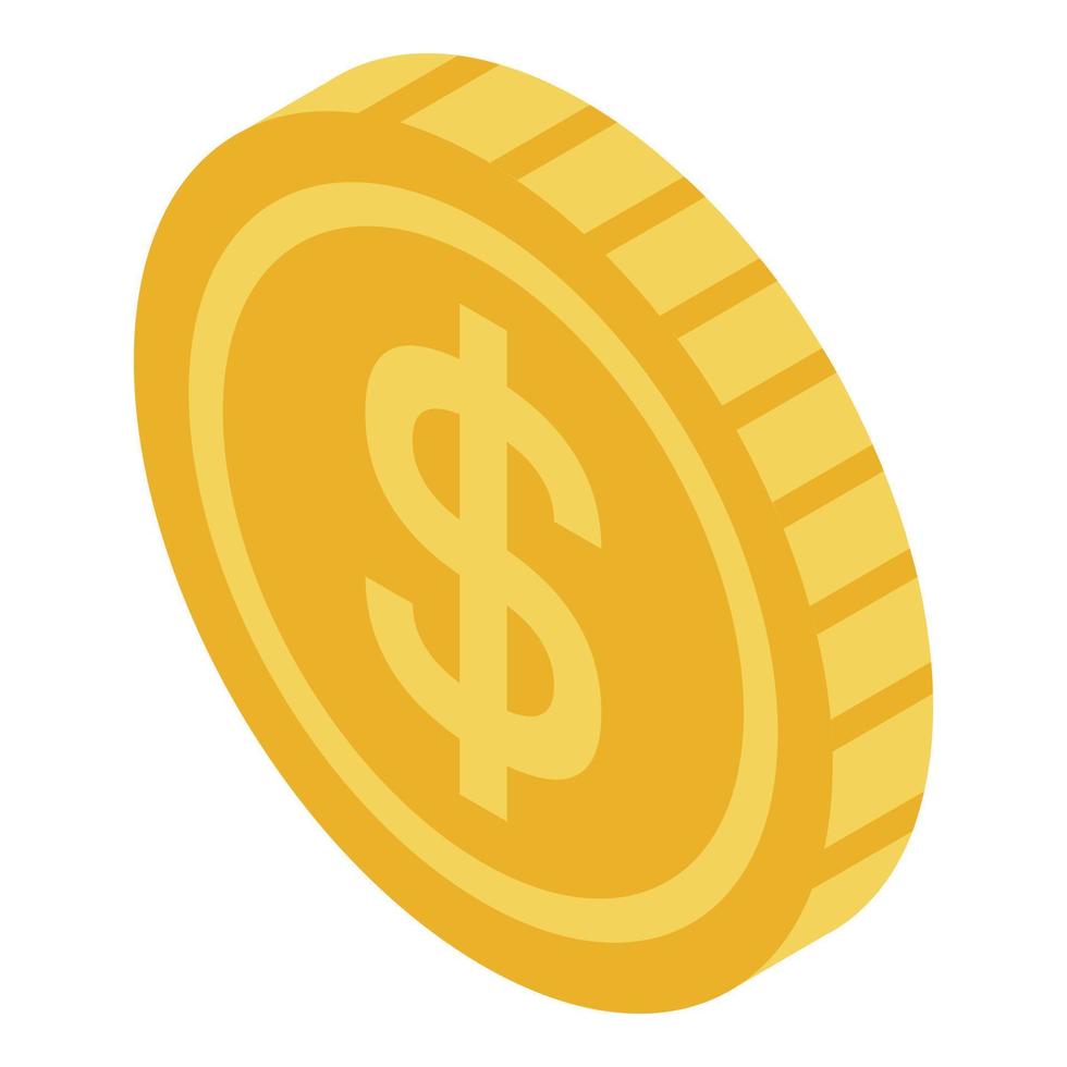 Dollar coin icon, isometric style vector