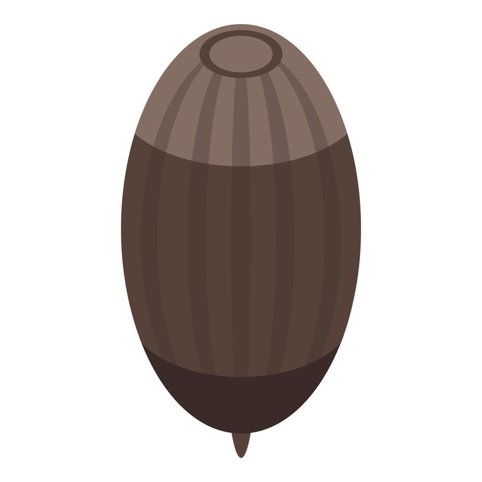 Brown acorn icon, isometric style vector