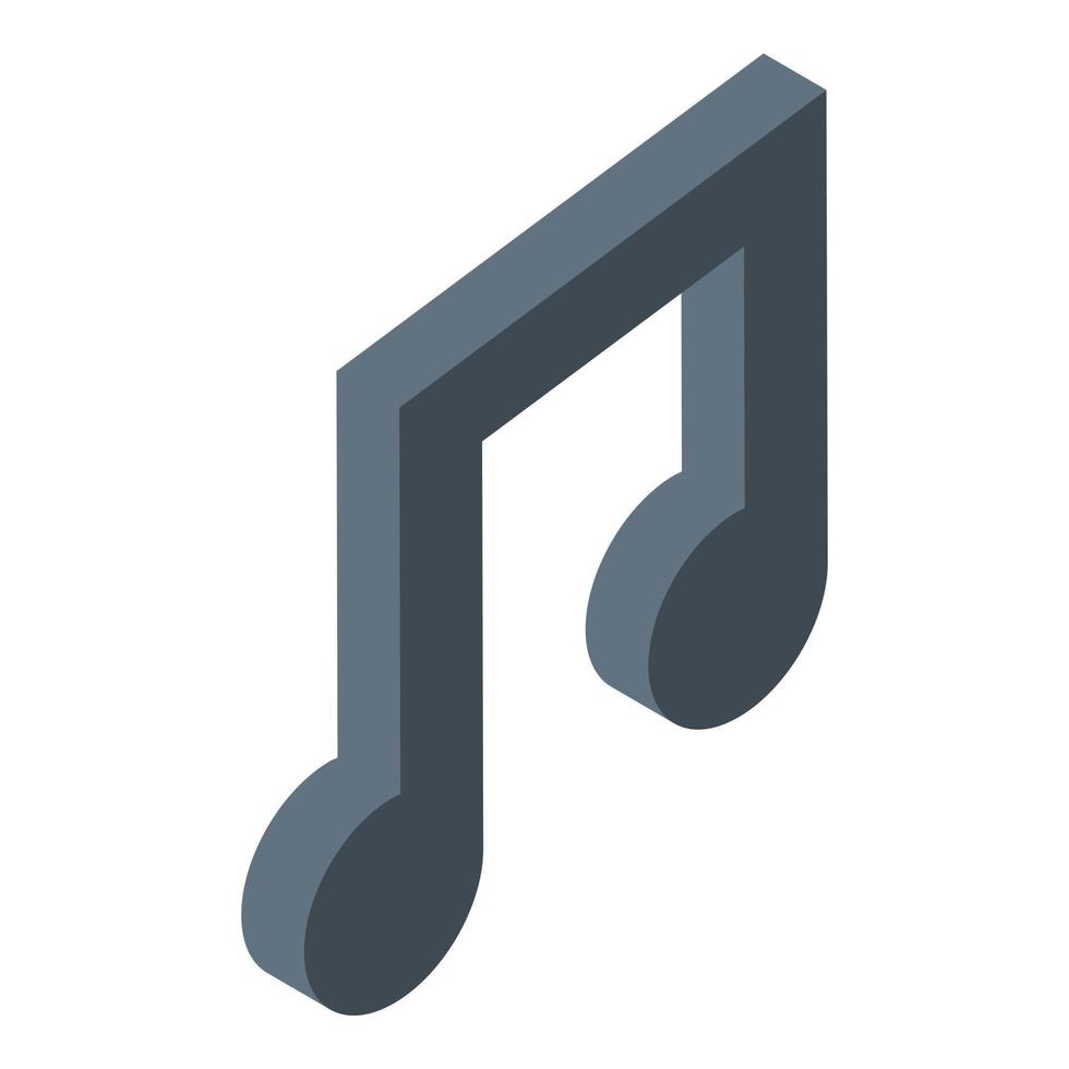 Musical note icon, isometric style vector