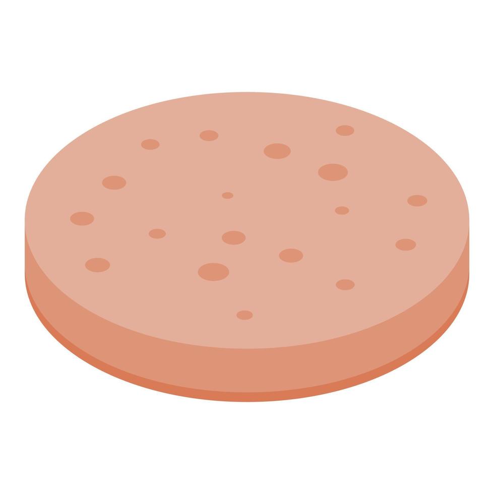 Pork sausage slice icon, isometric style vector