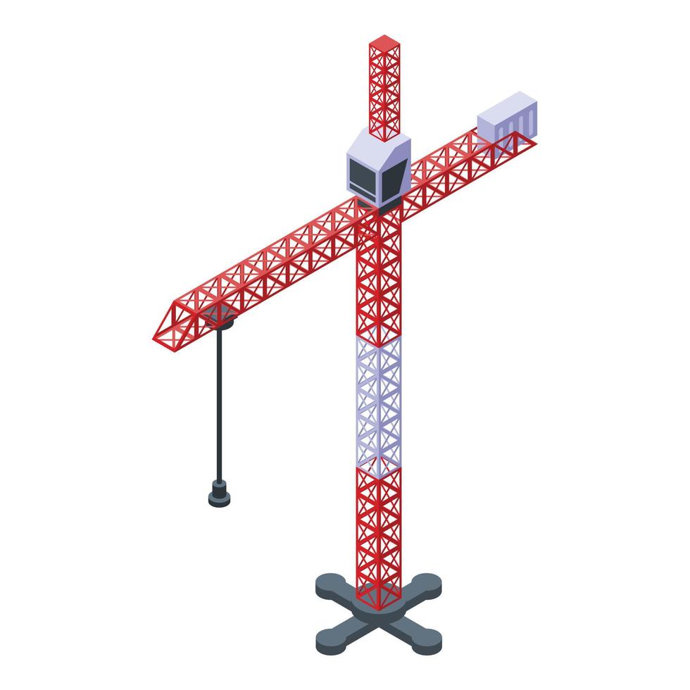 Hydraulic crane icon, isometric style vector