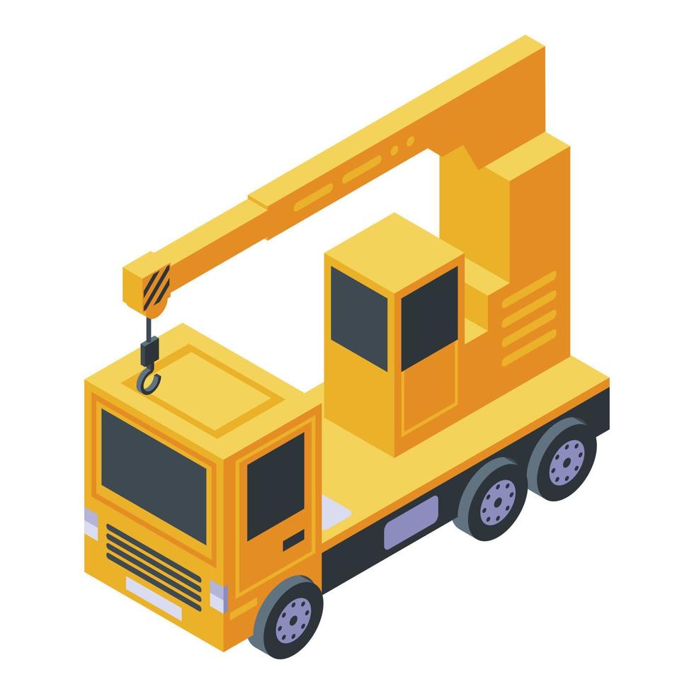 Truck city crane icon, isometric style vector