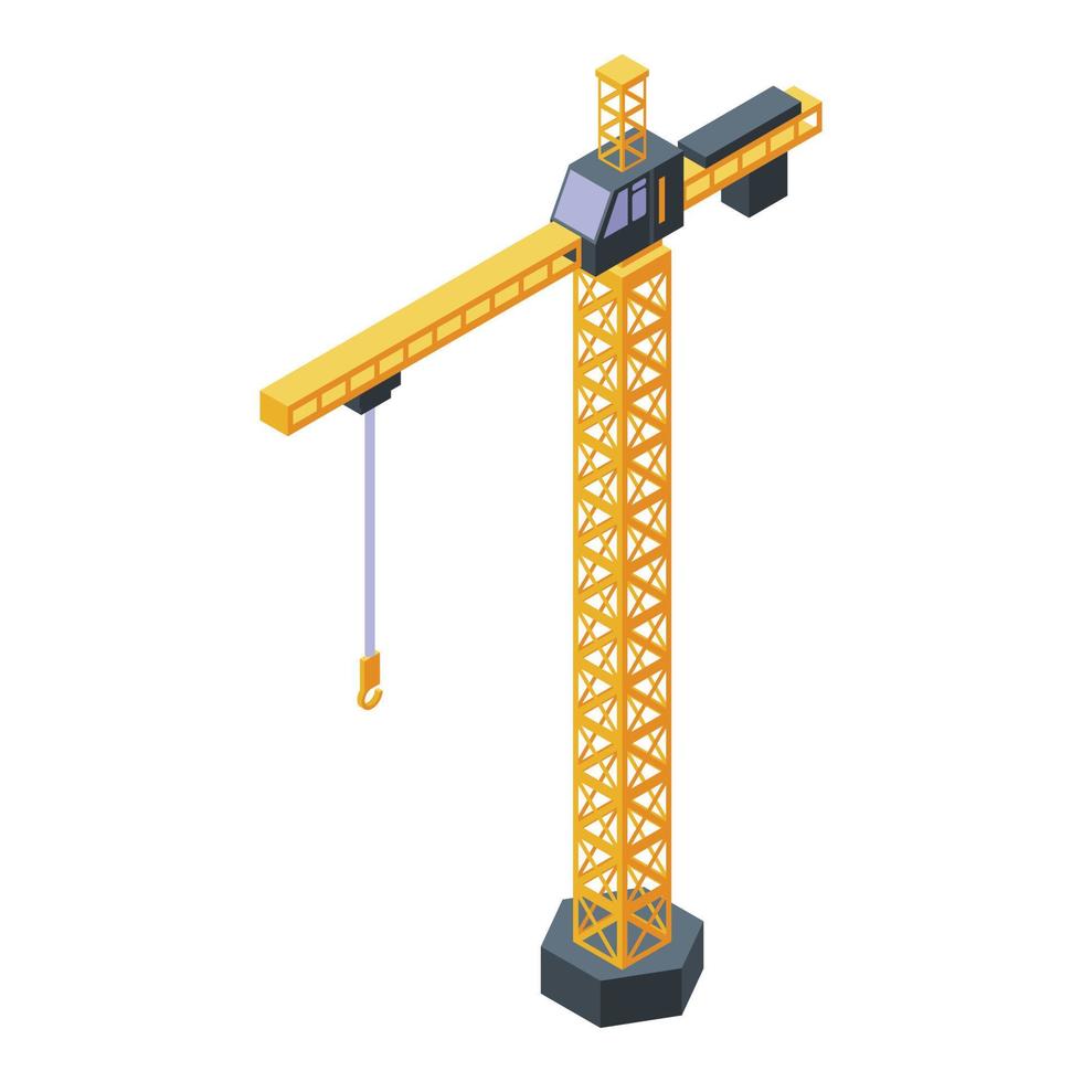 Hook tower crane icon, isometric style vector