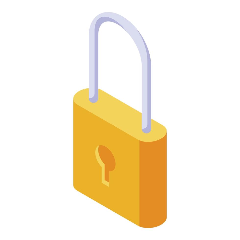 Quest padlock icon, isometric style vector