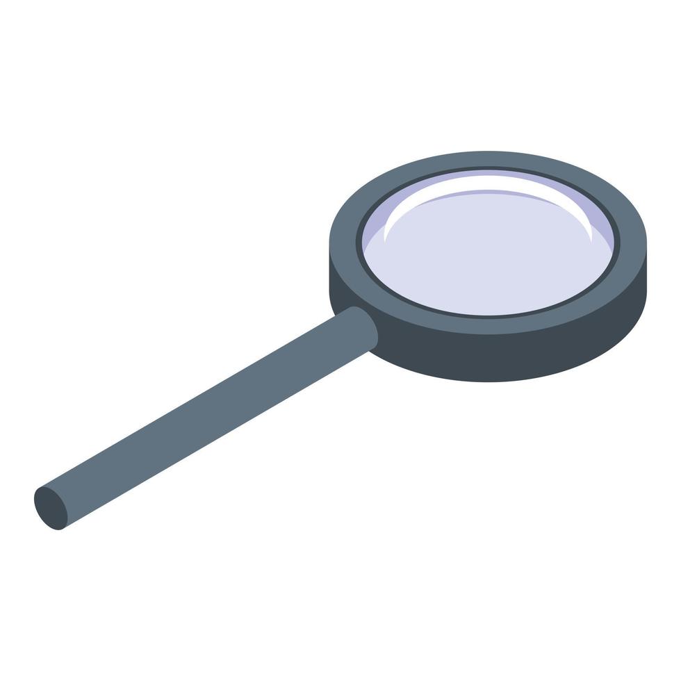 Quest magnifier icon, isometric style vector