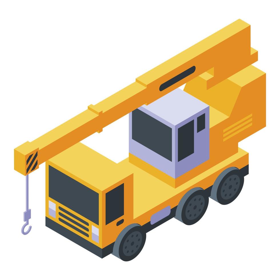 Vehicle crane icon, isometric style vector
