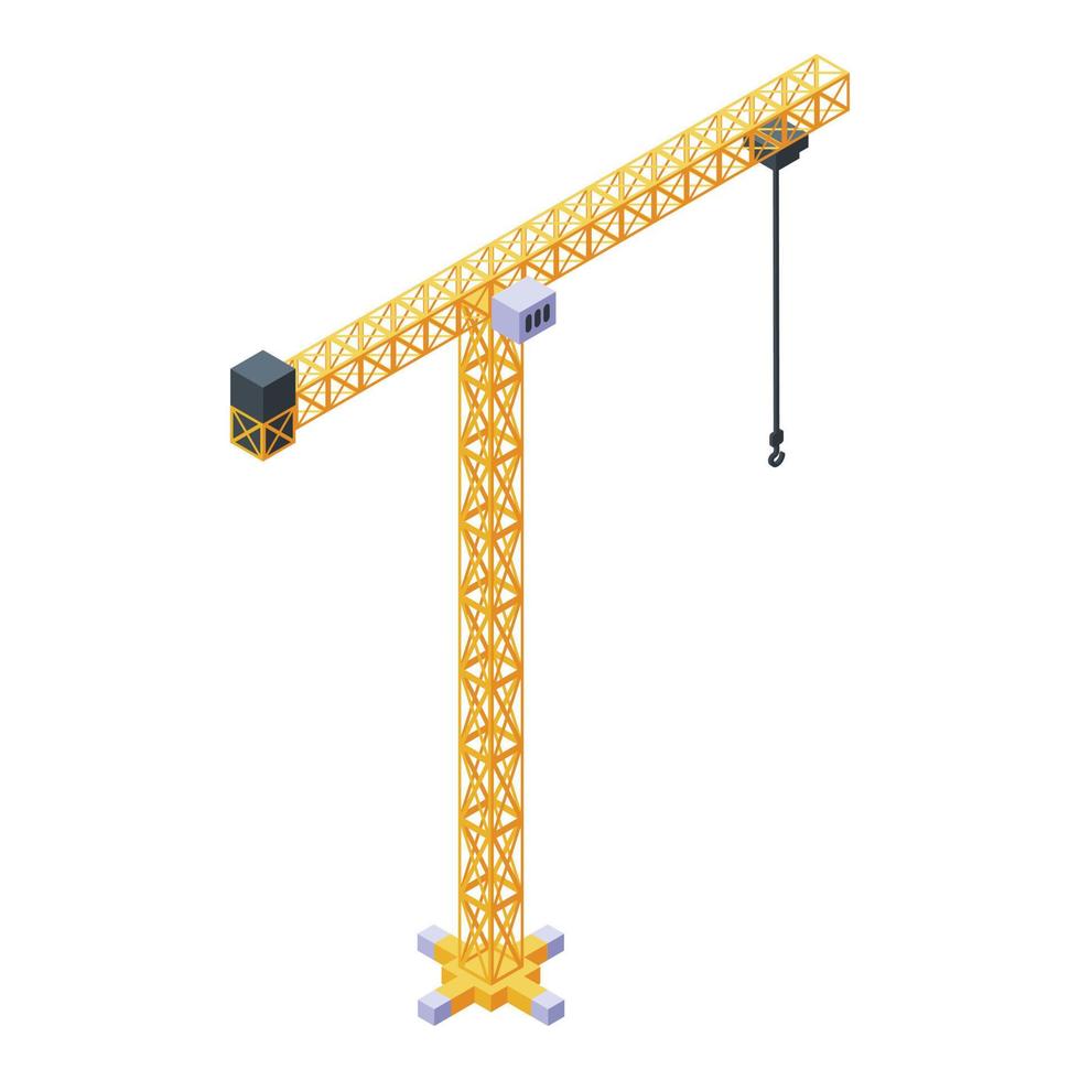 Construction crane icon, isometric style vector