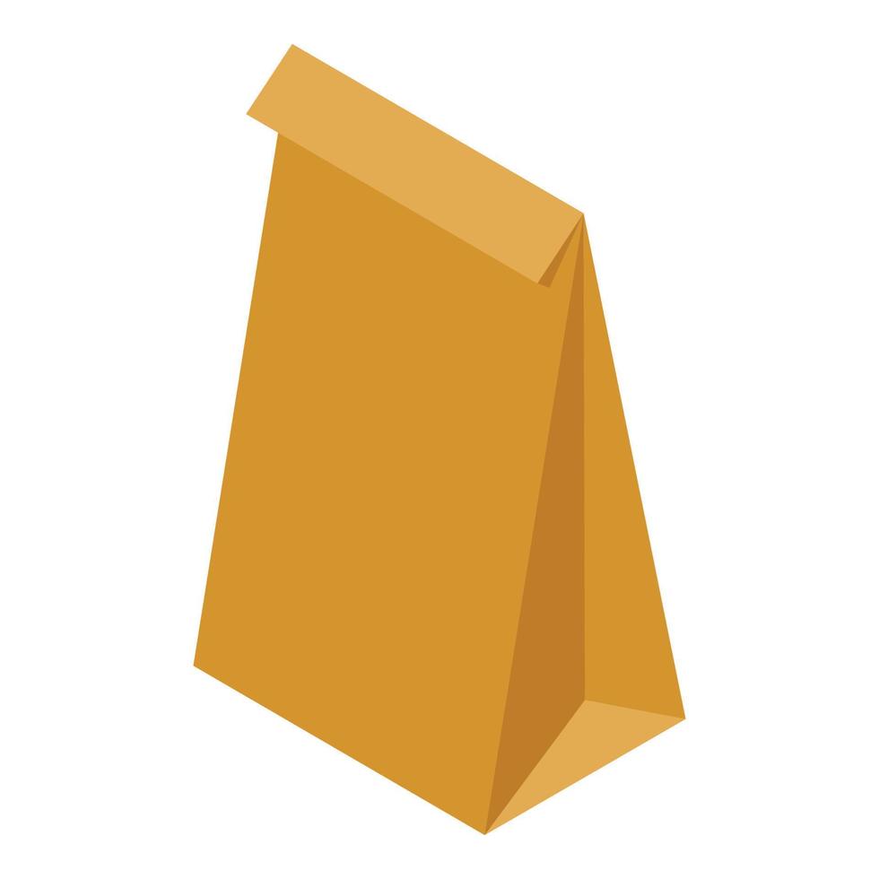 Paper bag icon, isometric style vector