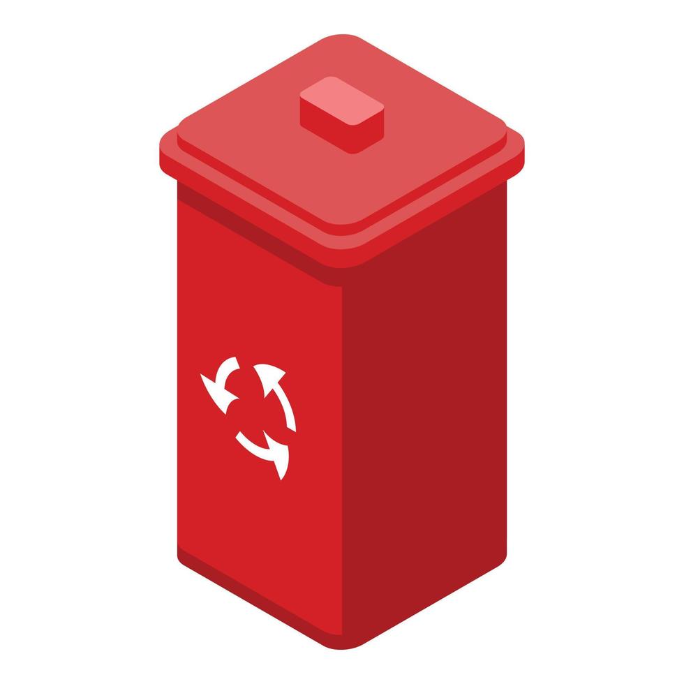 Recycle bin icon, isometric style vector