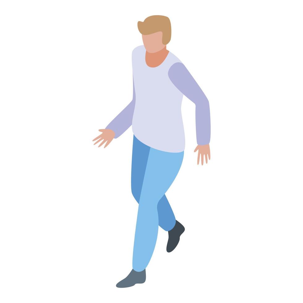 Boy running quest icon, isometric style vector