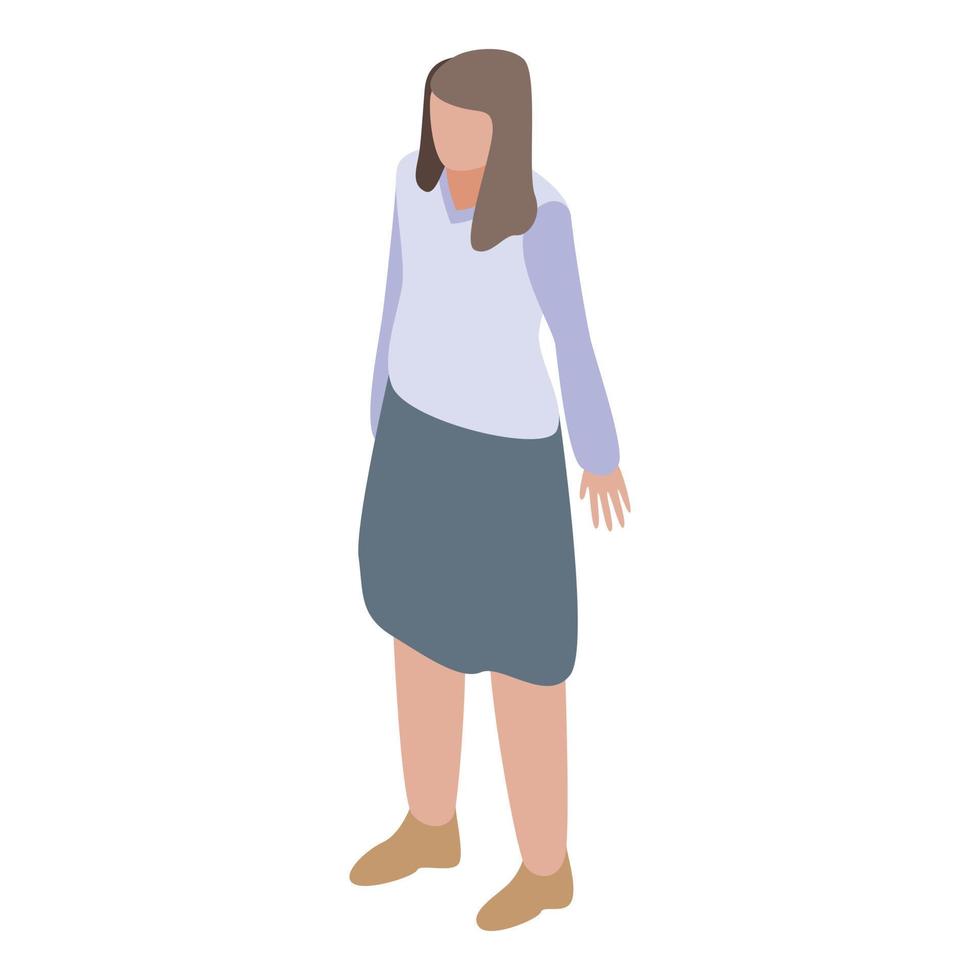Marketer woman icon, isometric style vector