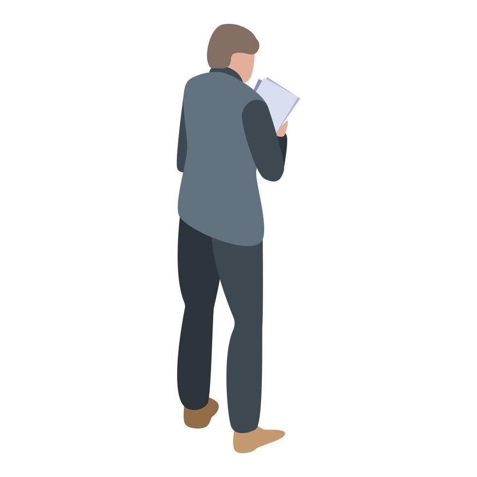 Reading man icon, isometric style vector