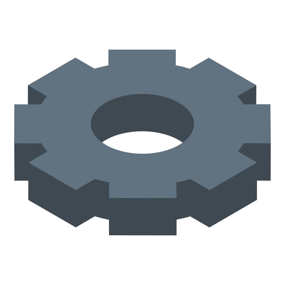Mechanism gear icon, isometric style vector