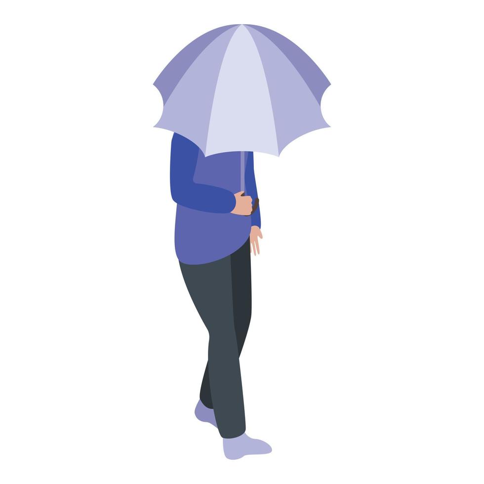 Girl grey umbrella icon, isometric style vector