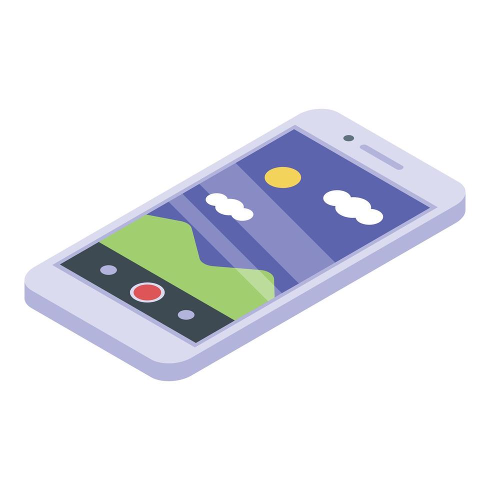 Camera smartphone icon, isometric style vector