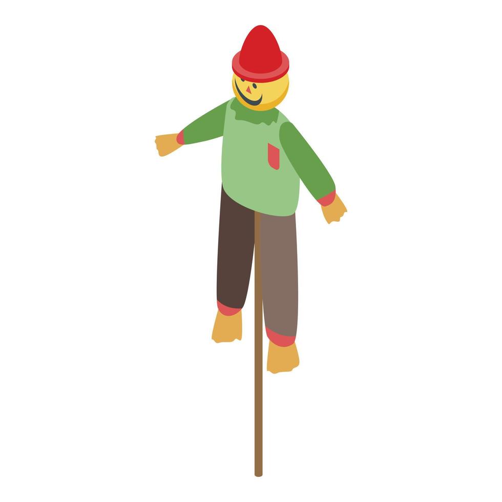 Smiling scarecrow icon, isometric style vector
