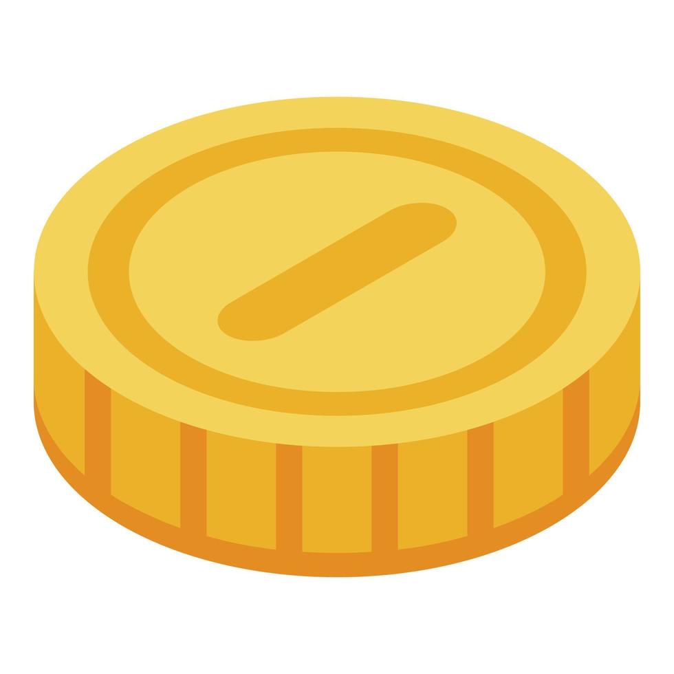 Gold coin icon, isometric style vector