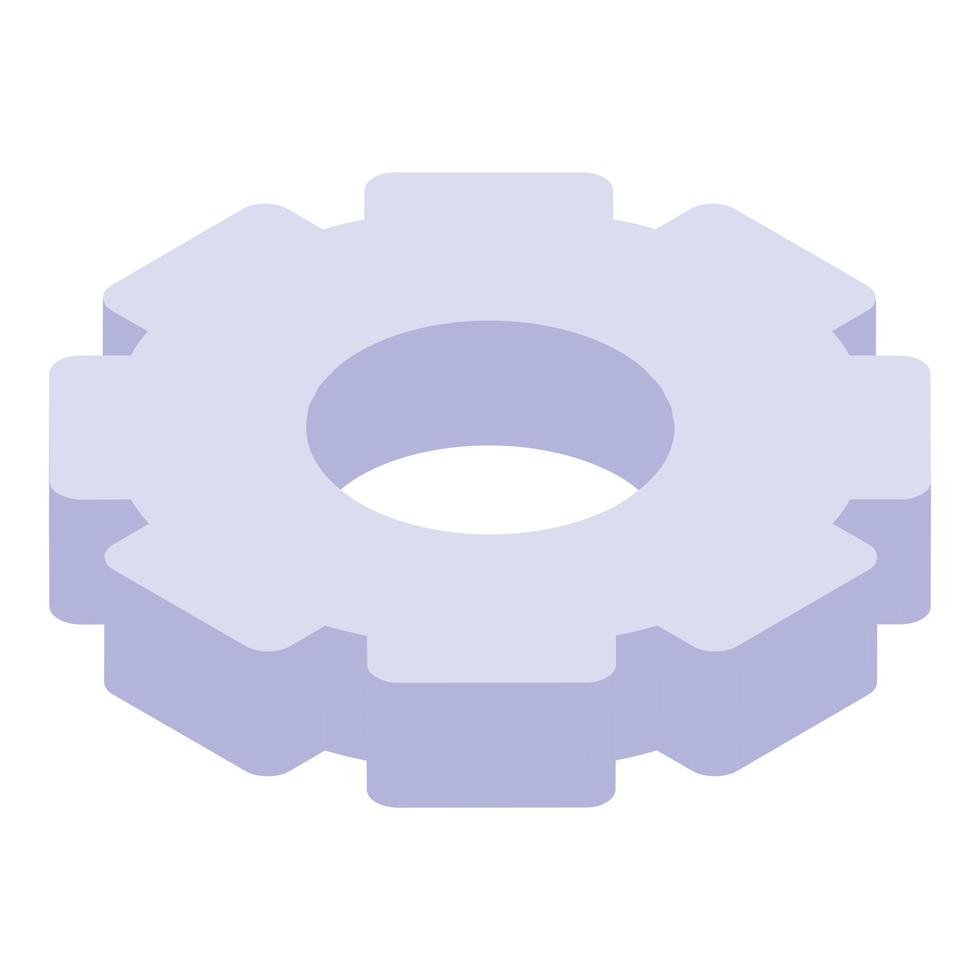 Steel metal gear icon, isometric style vector
