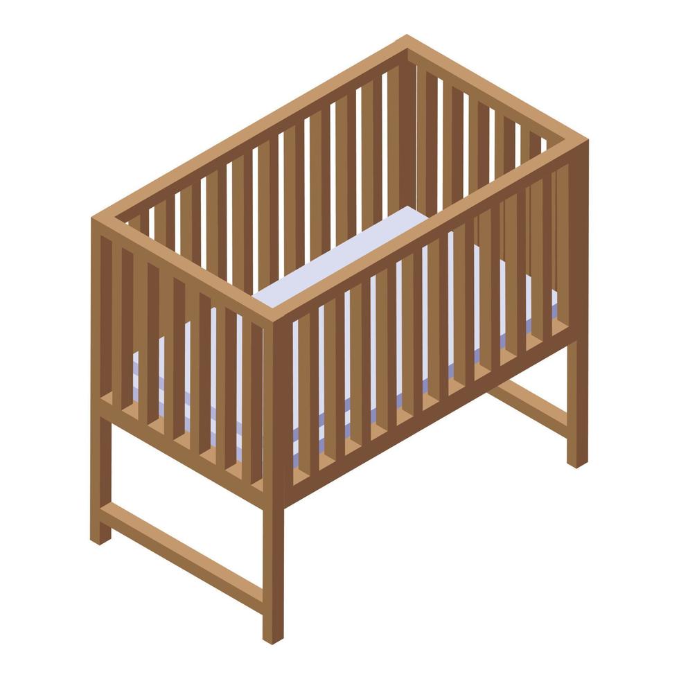 Baby bed icon, isometric style vector